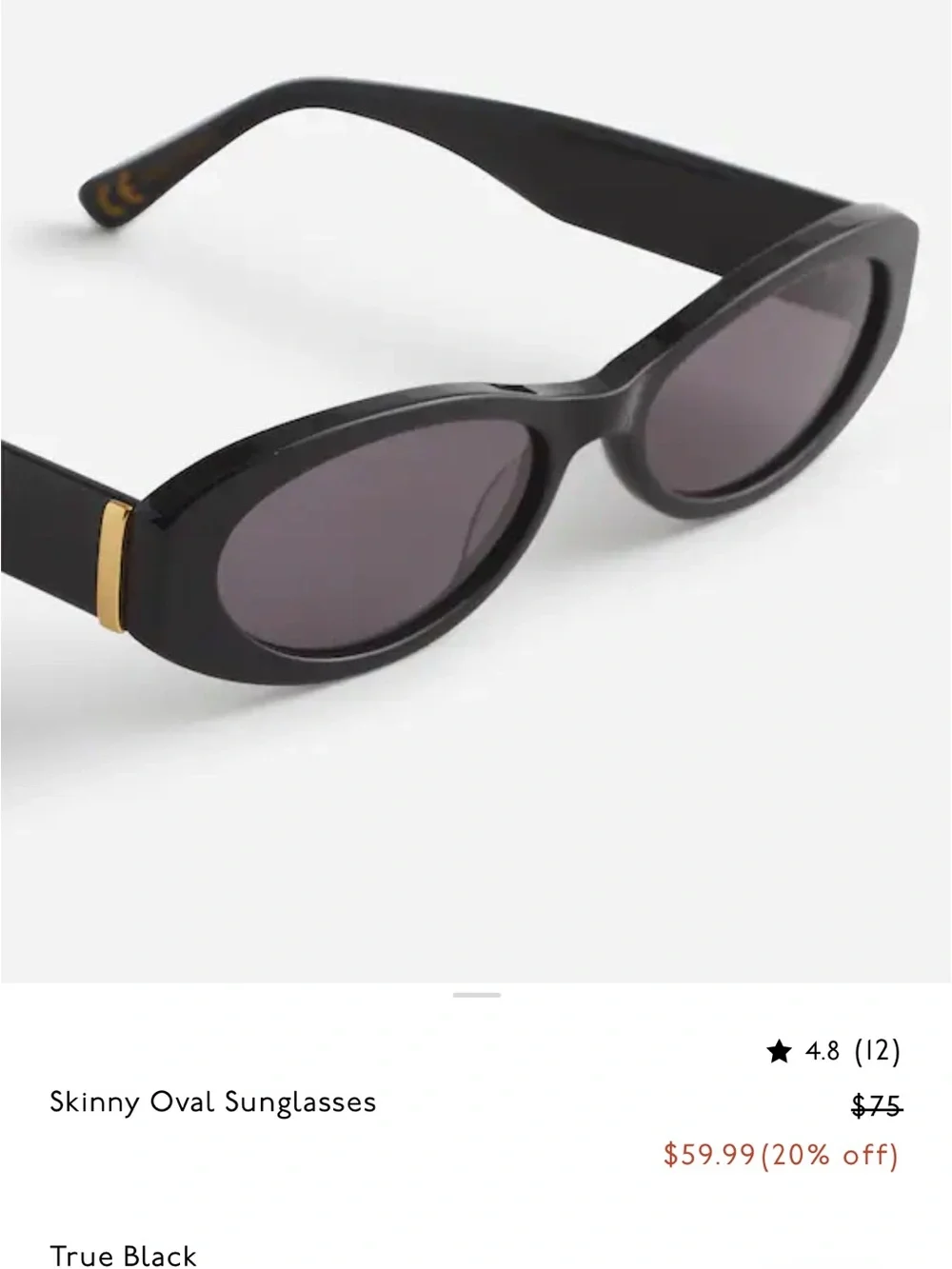Madewell Skinny Oval Sunglasses - Black and Gold